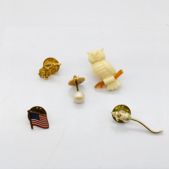 Vintage Tie Tack Bundle, Mixed Lot of 5 Men's Accessories, Great Gift for Him - Picture 1 of 2